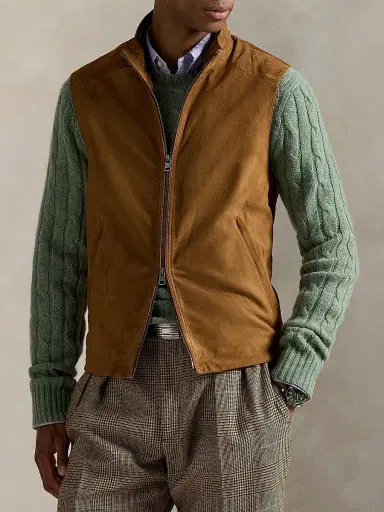 Polo Ralph Lauren Men's Classic Suede Double-Zip Vest - Cafe Brown | Thumbnail 4 Polo Ralph Lauren Men's Classic Suede Double-Zip Vest - Cafe Brown | Thumbnail 4