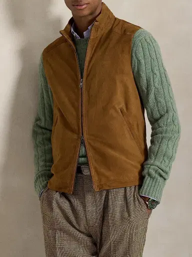 Polo Ralph Lauren Men's Classic Suede Double-Zip Vest - Cafe Brown | Thumbnail 5 Polo Ralph Lauren Men's Classic Suede Double-Zip Vest - Cafe Brown | Thumbnail 5