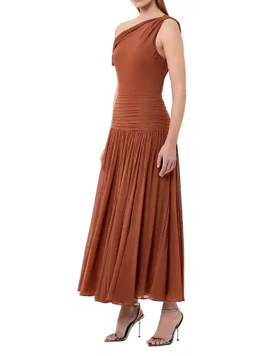 NICHOLAS Women's Reece Shirred Midi-Dress - Chestnut | Thumbnail 3 NICHOLAS Women's Reece Shirred Midi-Dress - Chestnut | Thumbnail 3