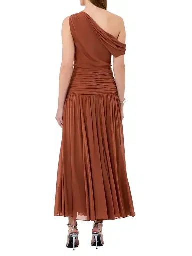 NICHOLAS Women's Reece Shirred Midi-Dress - Chestnut | Thumbnail 4 NICHOLAS Women's Reece Shirred Midi-Dress - Chestnut | Thumbnail 4