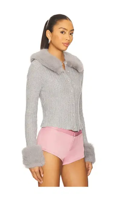 GUIZIO x REVOLVE Heart Faux Fur Knit Cardigan | Thumbnail 2 GUIZIO x REVOLVE Heart Faux Fur Knit Cardigan | Thumbnail 2