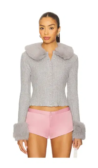 GUIZIO x REVOLVE Heart Faux Fur Knit Cardigan | Thumbnail 1 GUIZIO x REVOLVE Heart Faux Fur Knit Cardigan | Thumbnail 1