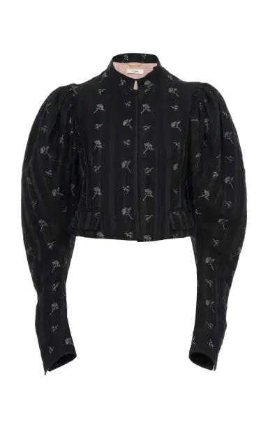 Chloé Puff-Sleeve Cotton-Silk Jacquard Cropped Jacket | Thumbnail 1 Chloé Puff-Sleeve Cotton-Silk Jacquard Cropped Jacket | Thumbnail 1