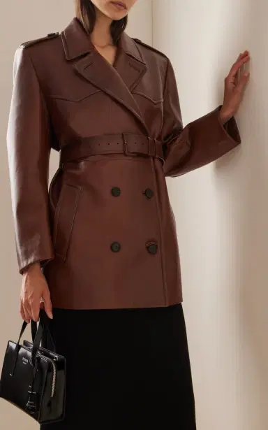 Prada Double-Breasted Leather Jacket | Thumbnail 5 Prada Double-Breasted Leather Jacket | Thumbnail 5