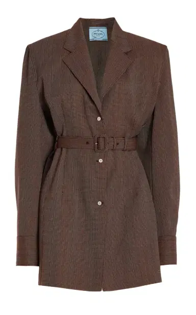 Prada Single-Breasted Pinstriped Wool Jacket | Thumbnail 1 Prada Single-Breasted Pinstriped Wool Jacket | Thumbnail 1