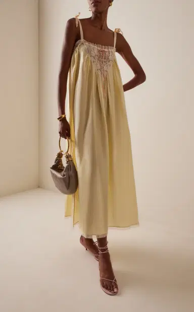 Chloé Lace-Trimmed Silk Habotai Maxi Dress | Thumbnail 2 Chloé Lace-Trimmed Silk Habotai Maxi Dress | Thumbnail 2