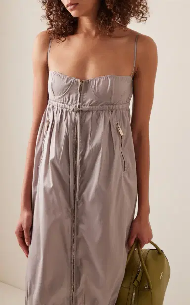 Miu Miu Tie-Detailed Silk Midi Dress | Thumbnail 3 Miu Miu Tie-Detailed Silk Midi Dress | Thumbnail 3