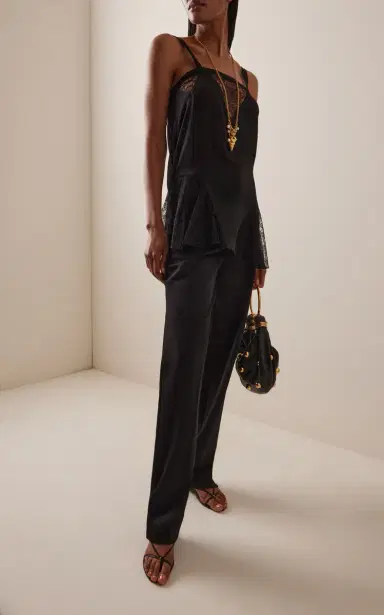 Chloé Lace-Trimmed Silk Charmeuse Mini Dress | Thumbnail 3 Chloé Lace-Trimmed Silk Charmeuse Mini Dress | Thumbnail 3