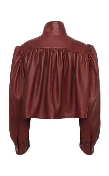 Chloé Puff-Sleeve Plonge Leather Cropped Jacket | Thumbnail 20 Chloé Puff-Sleeve Plonge Leather Cropped Jacket | Thumbnail 20