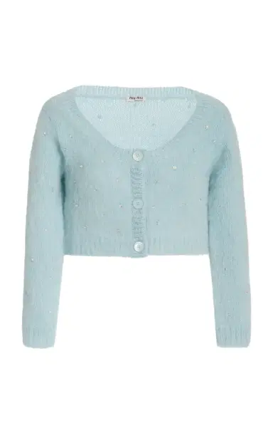 Miu Miu Diamante Embroidered Mohair-Knit Cropped Cardigan | Thumbnail 6 Miu Miu Diamante Embroidered Mohair-Knit Cropped Cardigan | Thumbnail 6