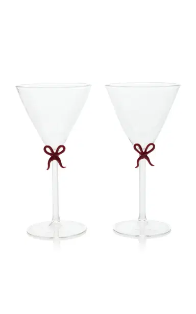 Moda Domus Set-of-Two Handmade Martini Glasses - Pink | Thumbnail 1 Moda Domus Set-of-Two Handmade Martini Glasses - Pink | Thumbnail 1
