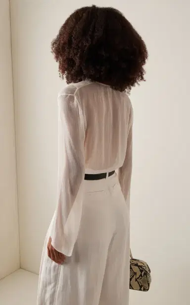 NILI LOTAN Gisella Ruffled Lace-Up Silk Top - Ivory | Thumbnail 4 NILI LOTAN Gisella Ruffled Lace-Up Silk Top - Ivory | Thumbnail 4