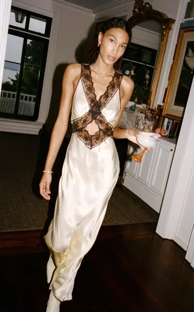 SIR. Willa Lace-Trimmed Cutout Silk Maxi Dress | Thumbnail 2 SIR. Willa Lace-Trimmed Cutout Silk Maxi Dress | Thumbnail 2