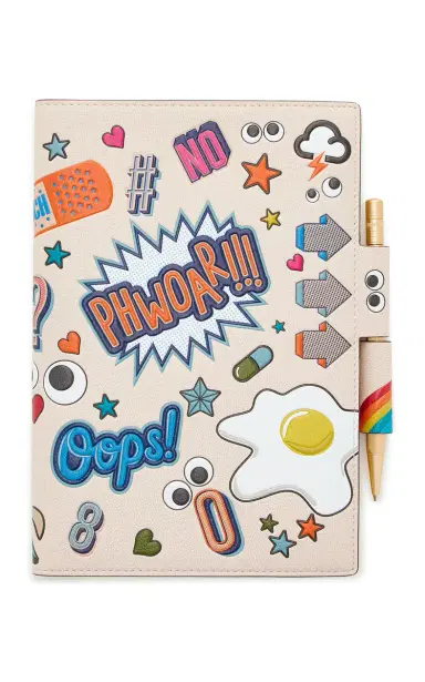 Anya Hindmarch Sticker Leather A5 Journal - White | Thumbnail 4 Anya Hindmarch Sticker Leather A5 Journal - White | Thumbnail 4