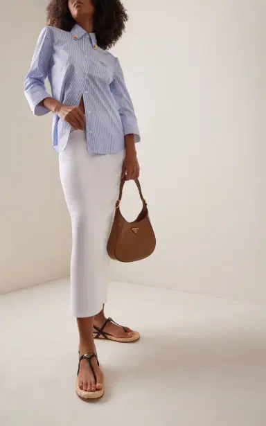Prada Leather; Raffia Sandals | Thumbnail 2 Prada Leather; Raffia Sandals | Thumbnail 2