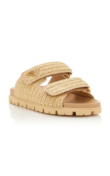 Prada Woven Raffia Sandals | Thumbnail 4 Prada Woven Raffia Sandals | Thumbnail 4