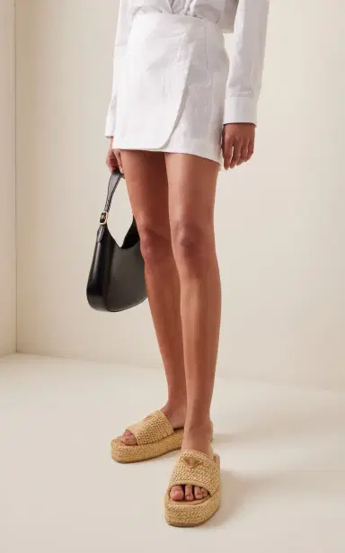 Prada Logo-Detailed Raffia Slide Sandal - Neutral | Thumbnail 2 Prada Logo-Detailed Raffia Slide Sandal - Neutral | Thumbnail 2