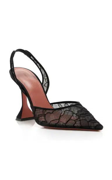 Amina Muaddi Holli Lace Slingback Pumps | Thumbnail 4 Amina Muaddi Holli Lace Slingback Pumps | Thumbnail 4