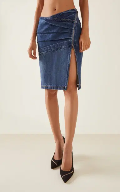 Nensi Dojaka Asymmetric-Zip Cotton Midi Skirt | Thumbnail 3 Nensi Dojaka Asymmetric-Zip Cotton Midi Skirt | Thumbnail 3