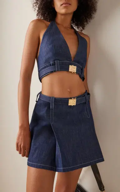 Miu Miu Raw Denim Bra Top | Thumbnail 3 Miu Miu Raw Denim Bra Top | Thumbnail 3