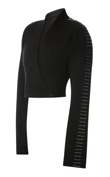 Alaïa Pin-Detailed Wool-Blend Cropped Wrap Jacket | Thumbnail 2 Alaïa Pin-Detailed Wool-Blend Cropped Wrap Jacket | Thumbnail 2