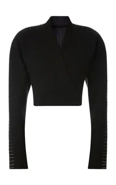 Alaïa Pin-Detailed Wool-Blend Cropped Wrap Jacket | Thumbnail 3 Alaïa Pin-Detailed Wool-Blend Cropped Wrap Jacket | Thumbnail 3