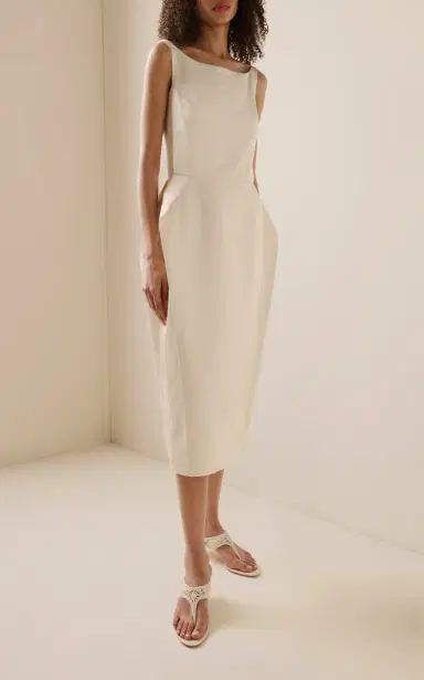 Magda Butrym Linen-Blend Midi Dress | Thumbnail 2 Magda Butrym Linen-Blend Midi Dress | Thumbnail 2