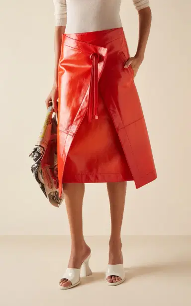 Bottega Veneta Degrade-Leather Midi Wrap Skirt | Thumbnail 3 Bottega Veneta Degrade-Leather Midi Wrap Skirt | Thumbnail 3