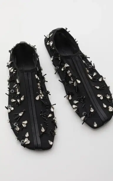 Christopher Esber Frosted Bead-Embellished Mesh Flats - Black | Thumbnail 3 Christopher Esber Frosted Bead-Embellished Mesh Flats - Black | Thumbnail 3