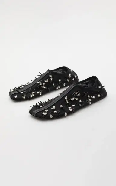 Christopher Esber Frosted Bead-Embellished Mesh Flats - Black | Thumbnail 4 Christopher Esber Frosted Bead-Embellished Mesh Flats - Black | Thumbnail 4