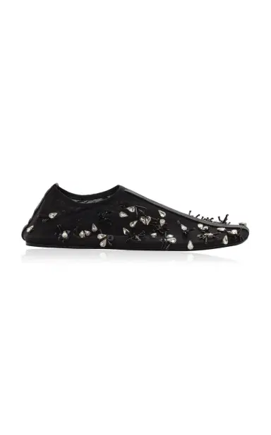 Christopher Esber Frosted Bead-Embellished Mesh Flats - Black | Thumbnail 1 Christopher Esber Frosted Bead-Embellished Mesh Flats - Black | Thumbnail 1