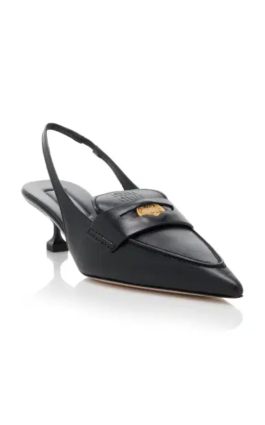 Miu Miu Slingback Leather Penny Loafers | Thumbnail 4 Miu Miu Slingback Leather Penny Loafers | Thumbnail 4
