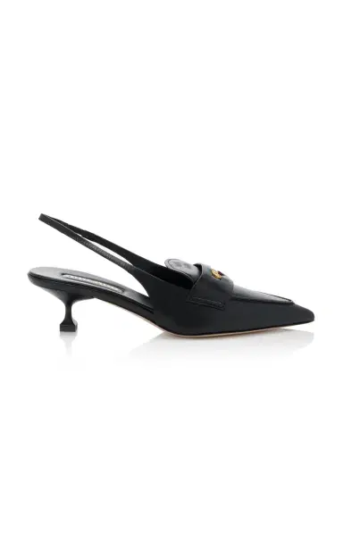Miu Miu Slingback Leather Penny Loafers | Thumbnail 1 Miu Miu Slingback Leather Penny Loafers | Thumbnail 1