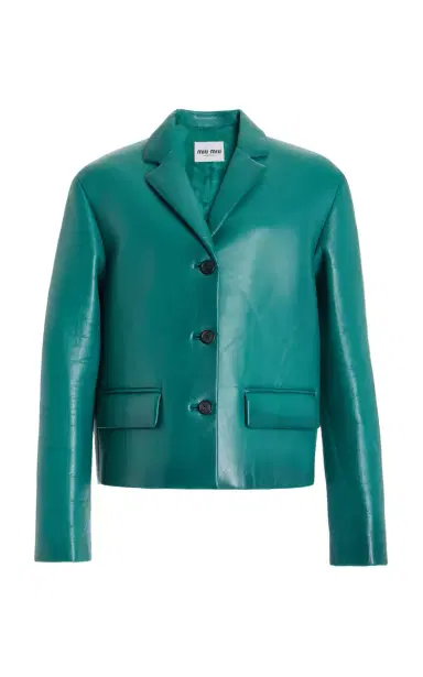 Miu Miu Leather Blazer Jacket | Thumbnail 1 Miu Miu Leather Blazer Jacket | Thumbnail 1
