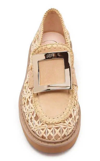 Roger Vivier Viv Rangers Leather-Trim Raffia Loafers | Thumbnail 4 Roger Vivier Viv Rangers Leather-Trim Raffia Loafers | Thumbnail 4