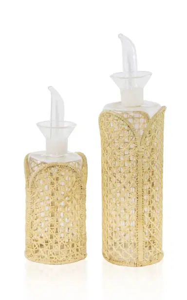 Moda Domus Raffia-Lined Glass Oil and Vinegar Set | Thumbnail 4 Moda Domus Raffia-Lined Glass Oil and Vinegar Set | Thumbnail 4