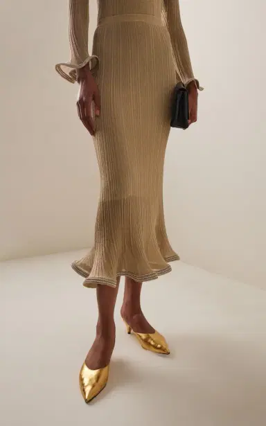 Simkhai Brighton Metallic Plisse Midi Skirt | Thumbnail 3 Simkhai Brighton Metallic Plisse Midi Skirt | Thumbnail 3