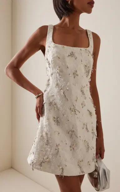 SIMKHAI Viva Embellished Floral-Embroidered Satin Mini Dress | Thumbnail 2 SIMKHAI Viva Embellished Floral-Embroidered Satin Mini Dress | Thumbnail 2