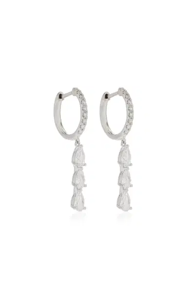 Anita Ko 18K White Gold Huggies With Three Diamond Pear Drops | Thumbnail 3 Anita Ko 18K White Gold Huggies With Three Diamond Pear Drops | Thumbnail 3