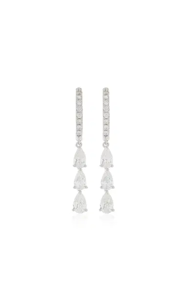 Anita Ko 18K White Gold Huggies With Three Diamond Pear Drops | Thumbnail 1 Anita Ko 18K White Gold Huggies With Three Diamond Pear Drops | Thumbnail 1