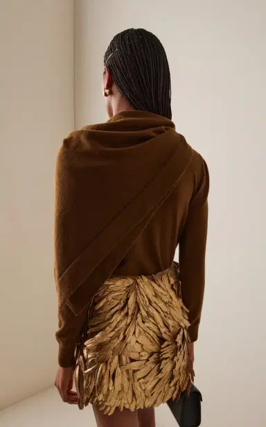 Oscar de la Renta Scarf-Detailed Cashmere Sweater | Thumbnail 4 Oscar de la Renta Scarf-Detailed Cashmere Sweater | Thumbnail 4