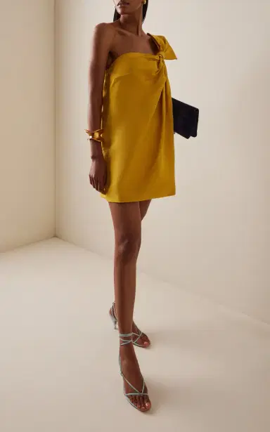 Oscar de la Renta Asymmetric Silk Faille Mini Dress | Thumbnail 3 Oscar de la Renta Asymmetric Silk Faille Mini Dress | Thumbnail 3