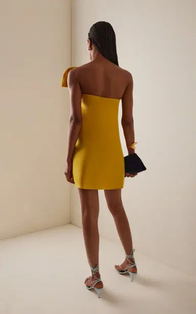 Oscar de la Renta Asymmetric Silk Faille Mini Dress | Thumbnail 4 Oscar de la Renta Asymmetric Silk Faille Mini Dress | Thumbnail 4