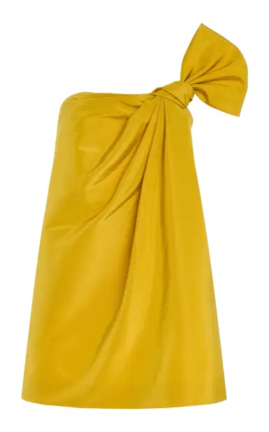 Oscar de la Renta Asymmetric Silk Faille Mini Dress | Thumbnail 1 Oscar de la Renta Asymmetric Silk Faille Mini Dress | Thumbnail 1