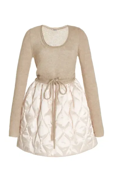 Miu Miu Quilted Nylon and Mohair-Blend Mini Dress | Thumbnail 6 Miu Miu Quilted Nylon and Mohair-Blend Mini Dress | Thumbnail 6