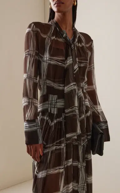 Oscar de la Renta Silk Chiffon Maxi Shirt Dress | Thumbnail 3 Oscar de la Renta Silk Chiffon Maxi Shirt Dress | Thumbnail 3