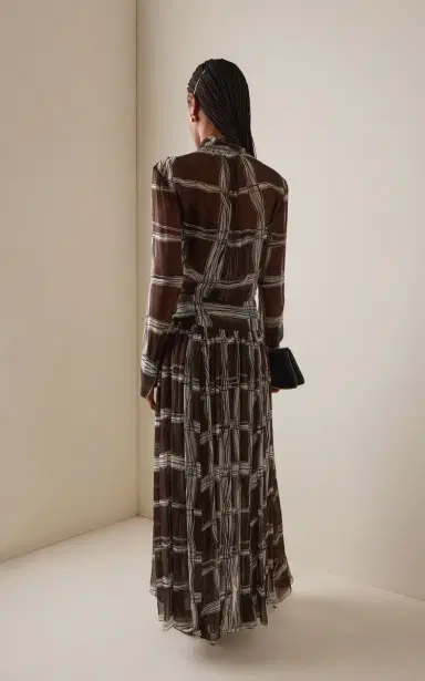 Oscar de la Renta Silk Chiffon Maxi Shirt Dress | Thumbnail 4 Oscar de la Renta Silk Chiffon Maxi Shirt Dress | Thumbnail 4