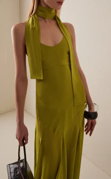 SIEDRÉS Exclusive Raye Crepe Midi Halter Dress | Thumbnail 3 SIEDRÉS Exclusive Raye Crepe Midi Halter Dress | Thumbnail 3