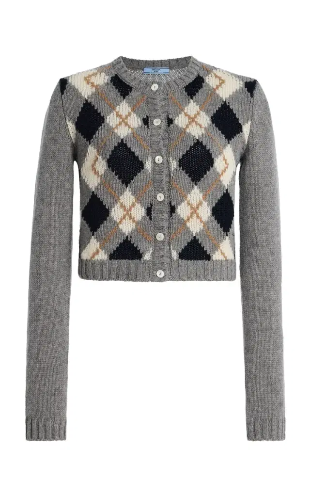 Argyle Wool Cardigan - Grey Argyle Wool Cardigan - Grey