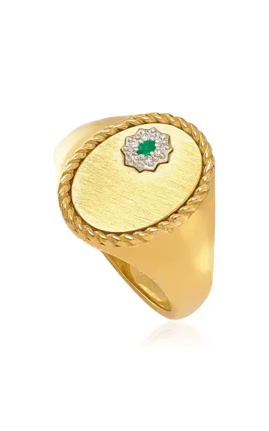 Yvonne Léon Emerald Pompadour Oval Signet Ring | Thumbnail 4 Yvonne Léon Emerald Pompadour Oval Signet Ring | Thumbnail 4